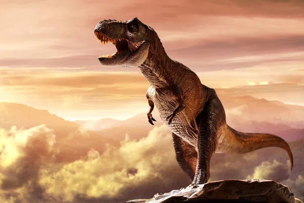 Dinoszaurusz Tyrannoszaurusz Rex Hegy Tetején — Stock Fotó
