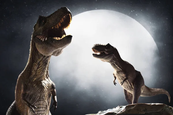 Dinoszauruszok Tyrannosaurus Rex Hegy Tetején — Stock Fotó