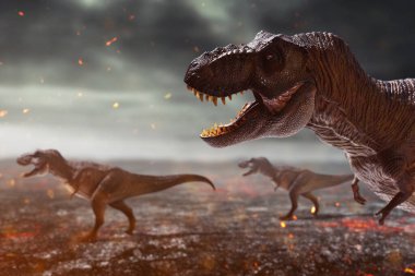 Dinozorlar 3D görüntüleme, Tyrannosaurus rex dağın tepesinde