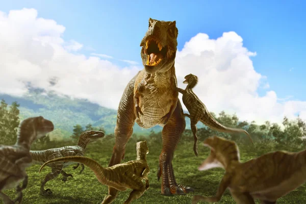 Representación Dinosaurios Tyrannosaurus Rex Selva — Foto de Stock