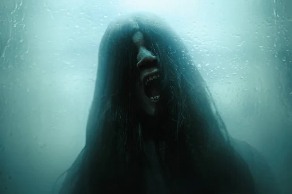 Mulher Fantasma Assustadora Tema Halloween — Fotografia de Stock