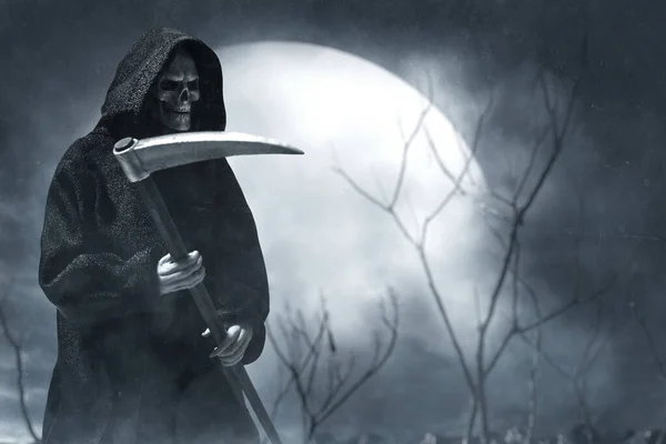 Grim Reaper Graveyard Night — Stock Fotó