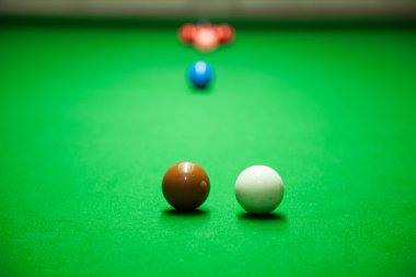 Bilardo topları bir tablo.