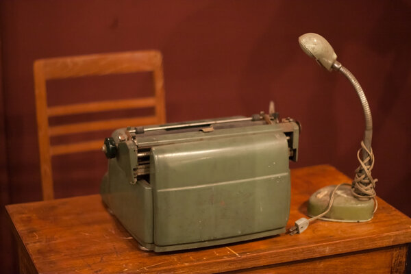 Old typewriters and old lantern.