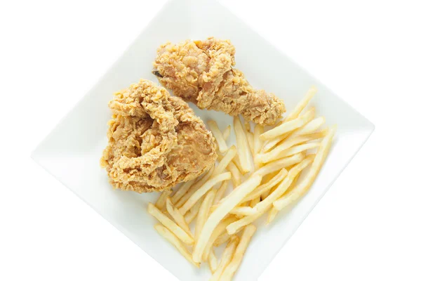 Fried chicken and french fries. — Stock Photo, Image