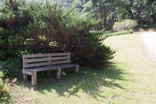 Bänk under en buske — Stockfoto