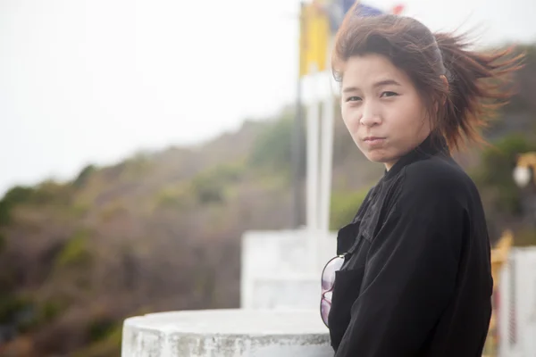 Asian women black shirt. — Stock Photo, Image