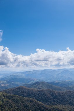 Dağ, orman ve gökyüzü