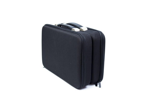 Two black briefcase on white isolated background.packshot on studio.