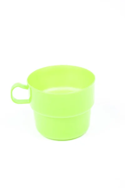 Zöld műanyag pohár — Stock Fotó