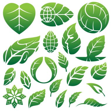 Leaf icons logo and design elements