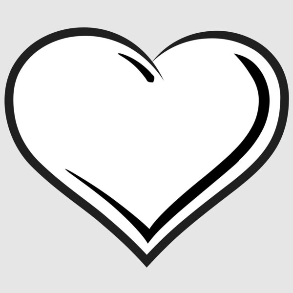 Black and white heart vector