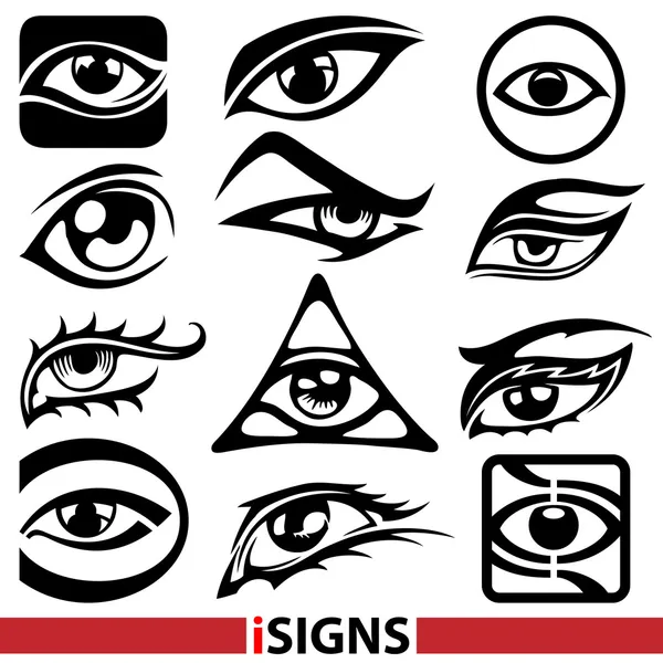 Sinais oculares. Conjunto de vetores de ícones oculares — Vetor de Stock