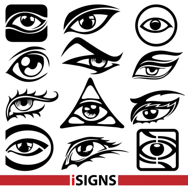 Signos oculares. Ojo iconos vector conjunto — Vector de stock