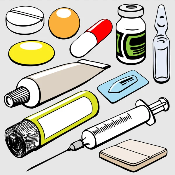 Medikamentenset — Stockvektor