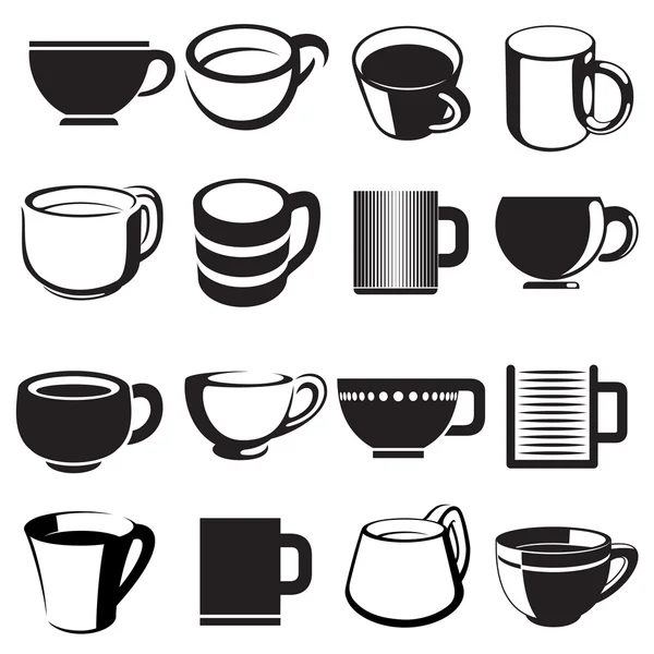 Cup and mug icon set — Stock Vector
