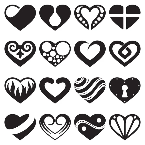 Srdce ikony a znaky sady — Stockový vektor