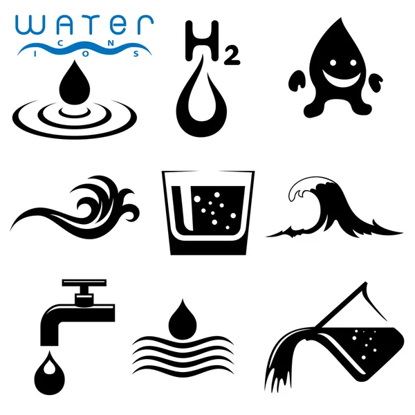 Agua signos iconos y símbolos — Vector de stock