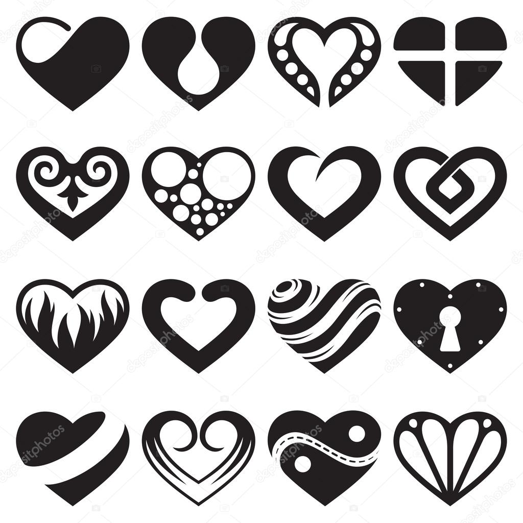 Heart icons and signs set