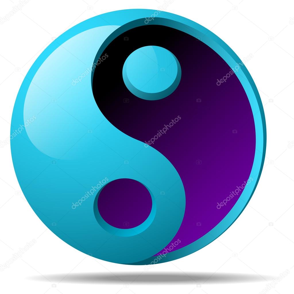 3d stiker file vector Stock Vector â€” Blue vector yang shape ying object 3d