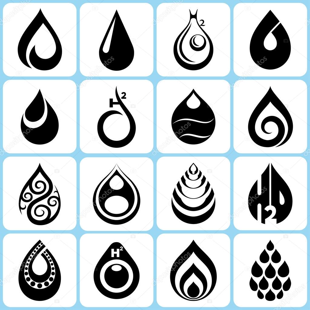 16 water drop icons set