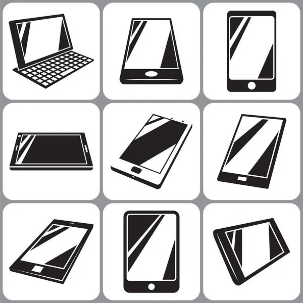Conjunto de ícones de smartphone e tablet — Vetor de Stock