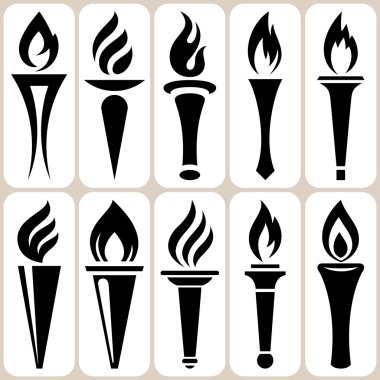 torch icons set clipart