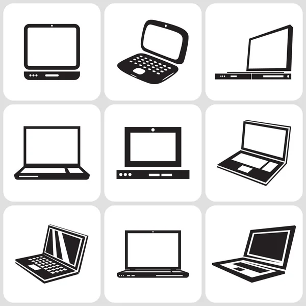 Notebook computer icons set — Stock Vector