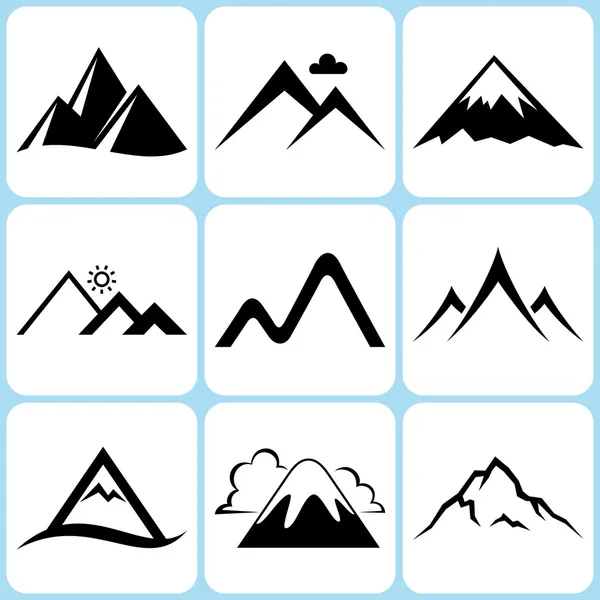 Mountain icons set — Stock Vector