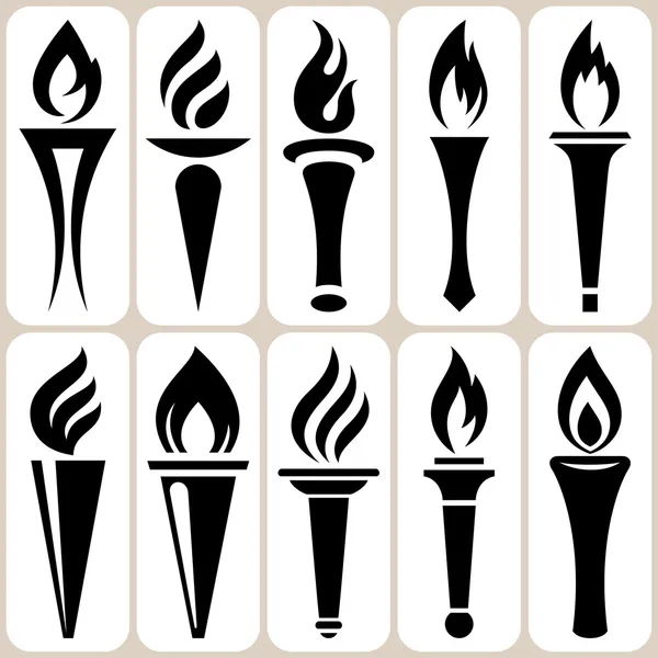 Torch icons set — Stock Vector