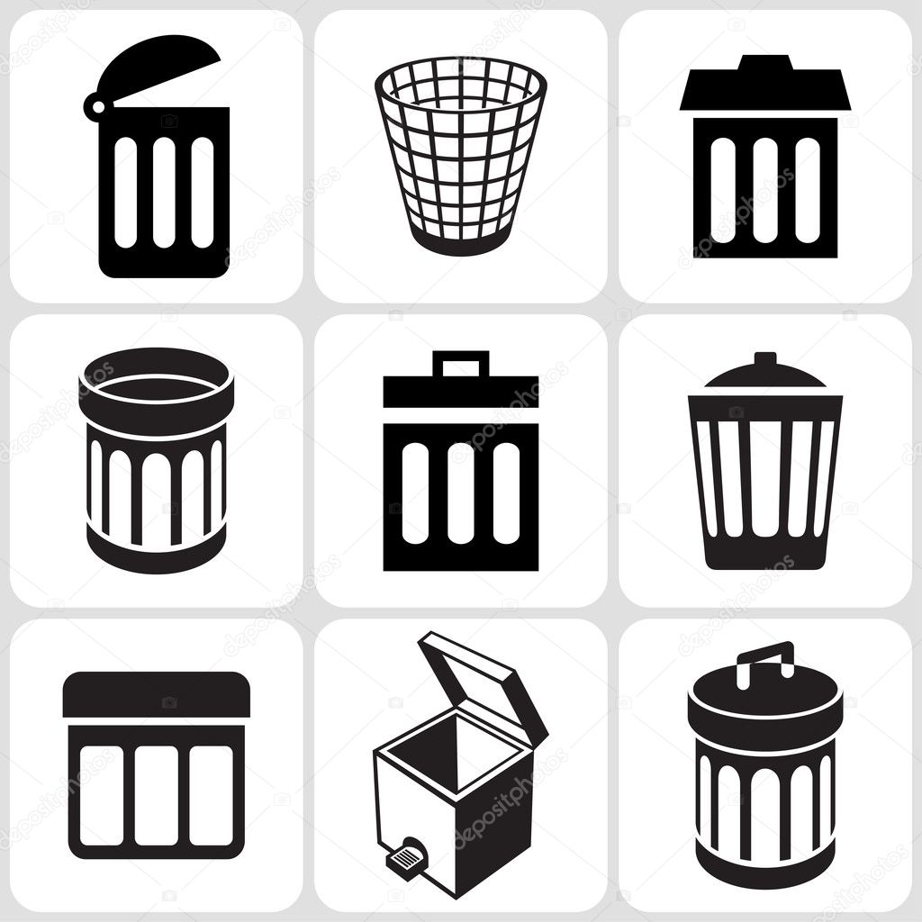 trash can icons set
