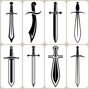 sword icons set clipart