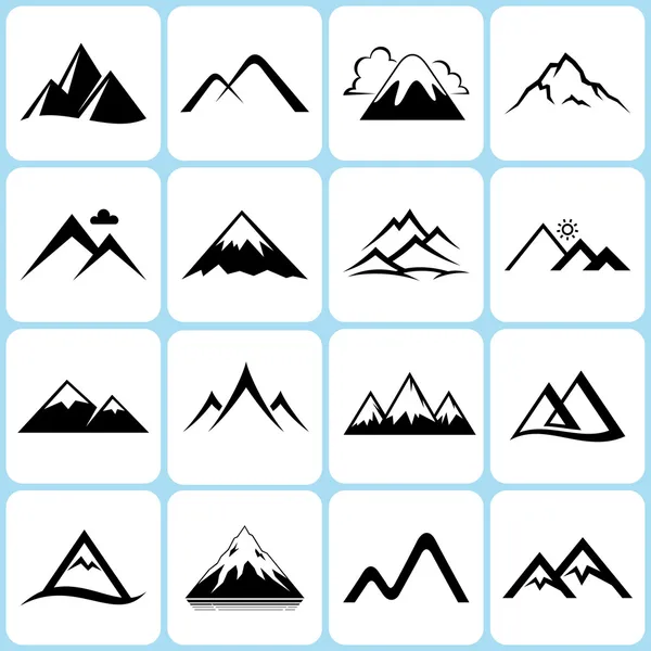 Icônes de montagne ensemble — Image vectorielle