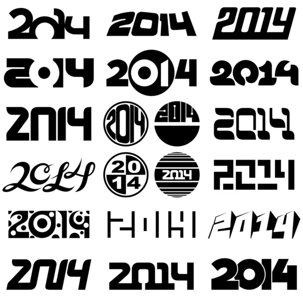Новий рік 2014 номер дизайн набір — стоковий вектор