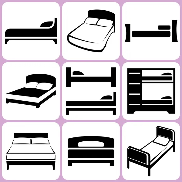 Juego de iconos de cama — Vector de stock