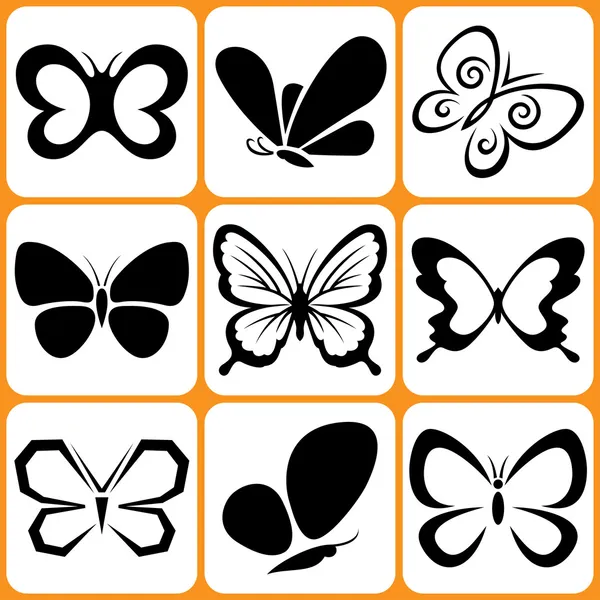 Conjunto de iconos de mariposa — Vector de stock