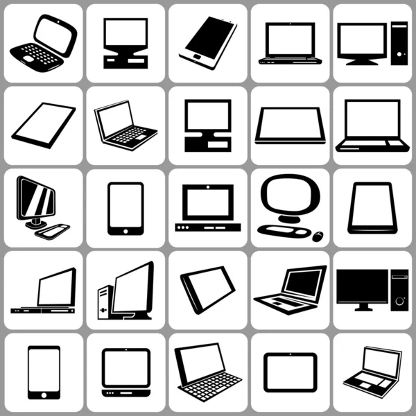 Ordenadores portátiles y tabletas icono conjunto — Vector de stock