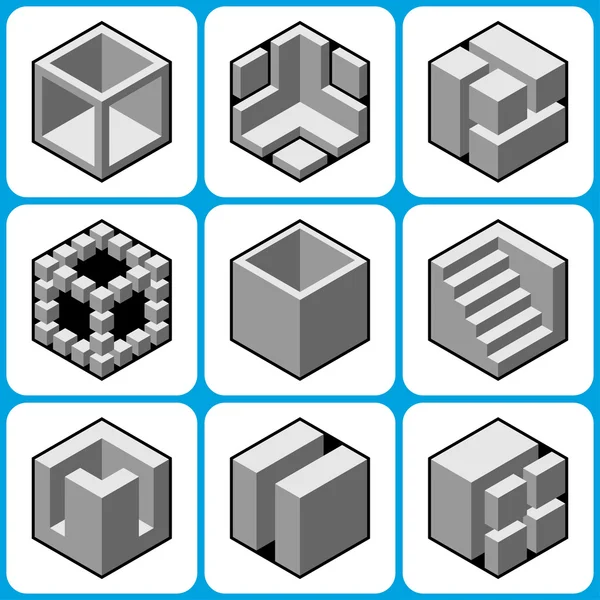 Icônes cube ensemble — Image vectorielle