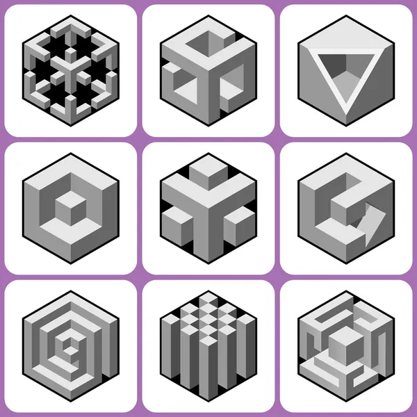 Set icone cubo — Vettoriale Stock