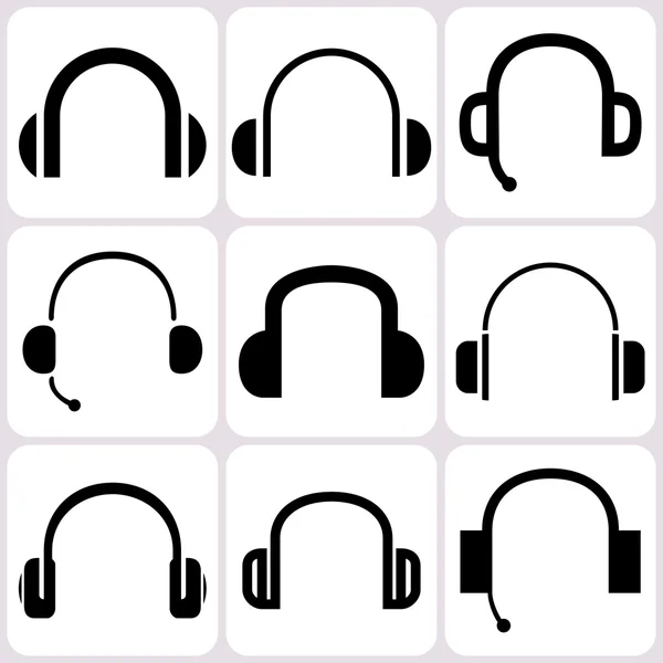 Kopfhörer-Icons eingestellt — Stockvektor