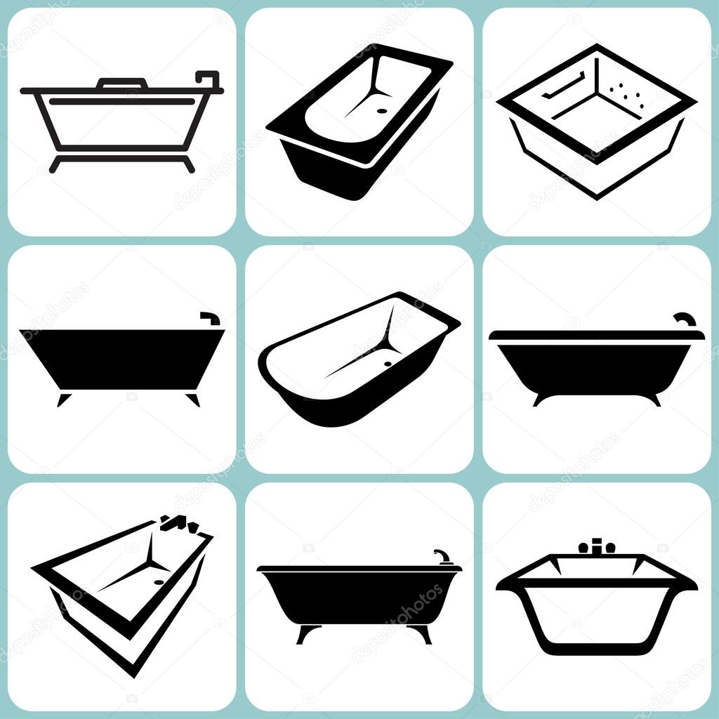 baths icons set