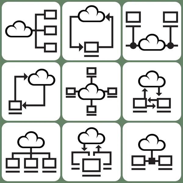 Το cloud computing και δίκτυο εικόνες set — Διανυσματικό Αρχείο