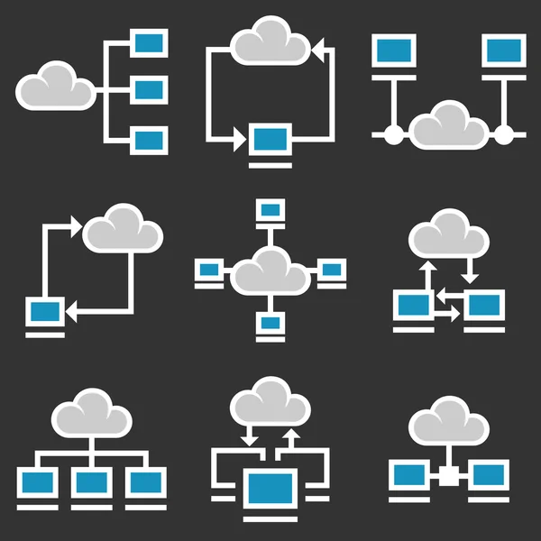 Набір піктограм хмарних обчислень і мережевих — стоковий вектор
