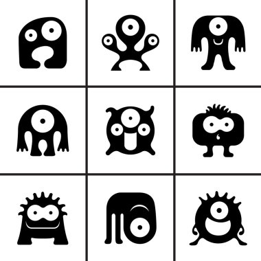 komik canavar Icons set