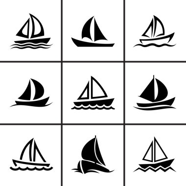 yelkenli tekne Icons set