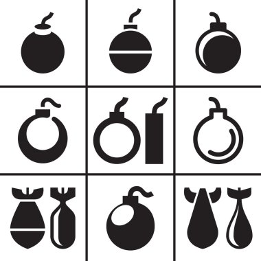 bomba ve füze füze Icons set