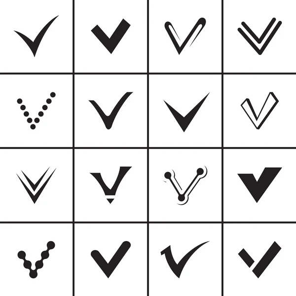 Подтвердить знаки и клещи набор значков — стоковый вектор