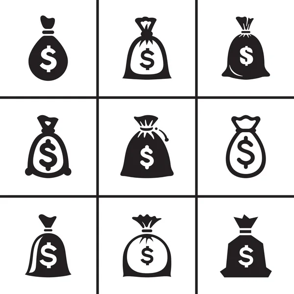 Money bags icon set — Stock Vector