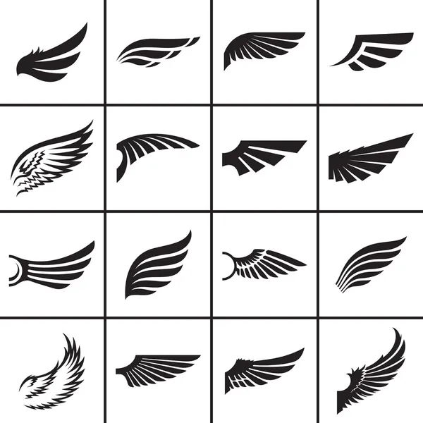 Vleugels ontwerp elementen set — Stockvector