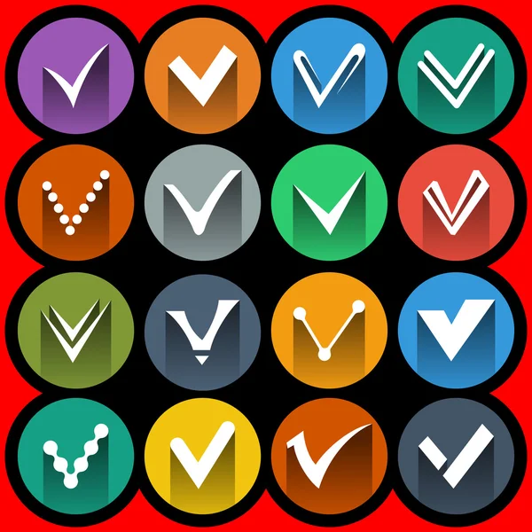 Confirm signs and tick icons set — Stock Vector